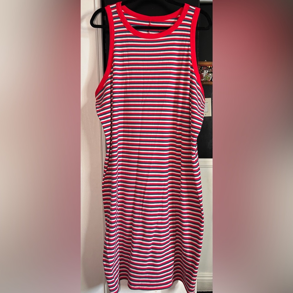 Torrid Red, White, and Blue Rib Knit Dress Plus Curve
